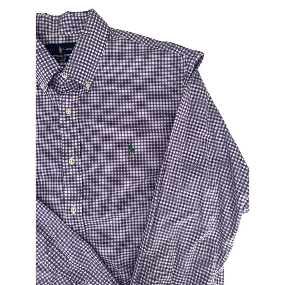Ralph Lauren Shirt Men's XL Purple Gingham Plaid Classic Fit Pony Button Down